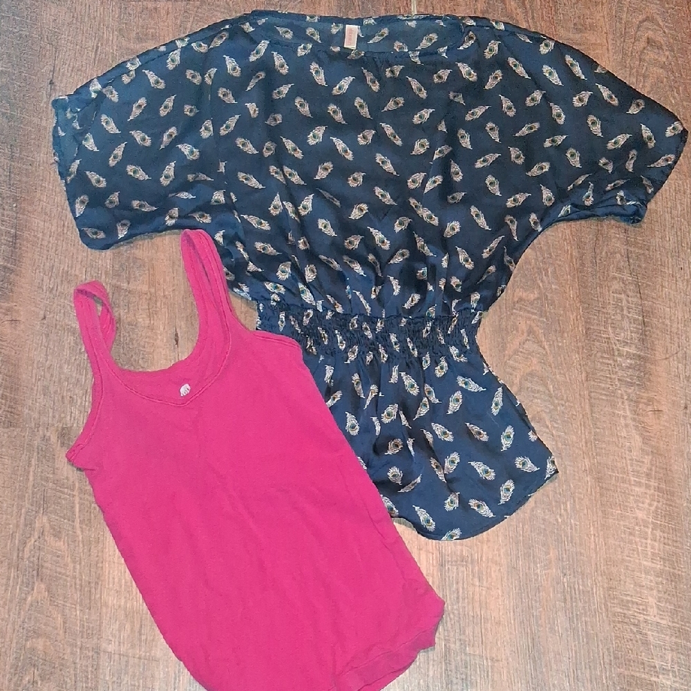Blue Patterned and Pink Kids Tops